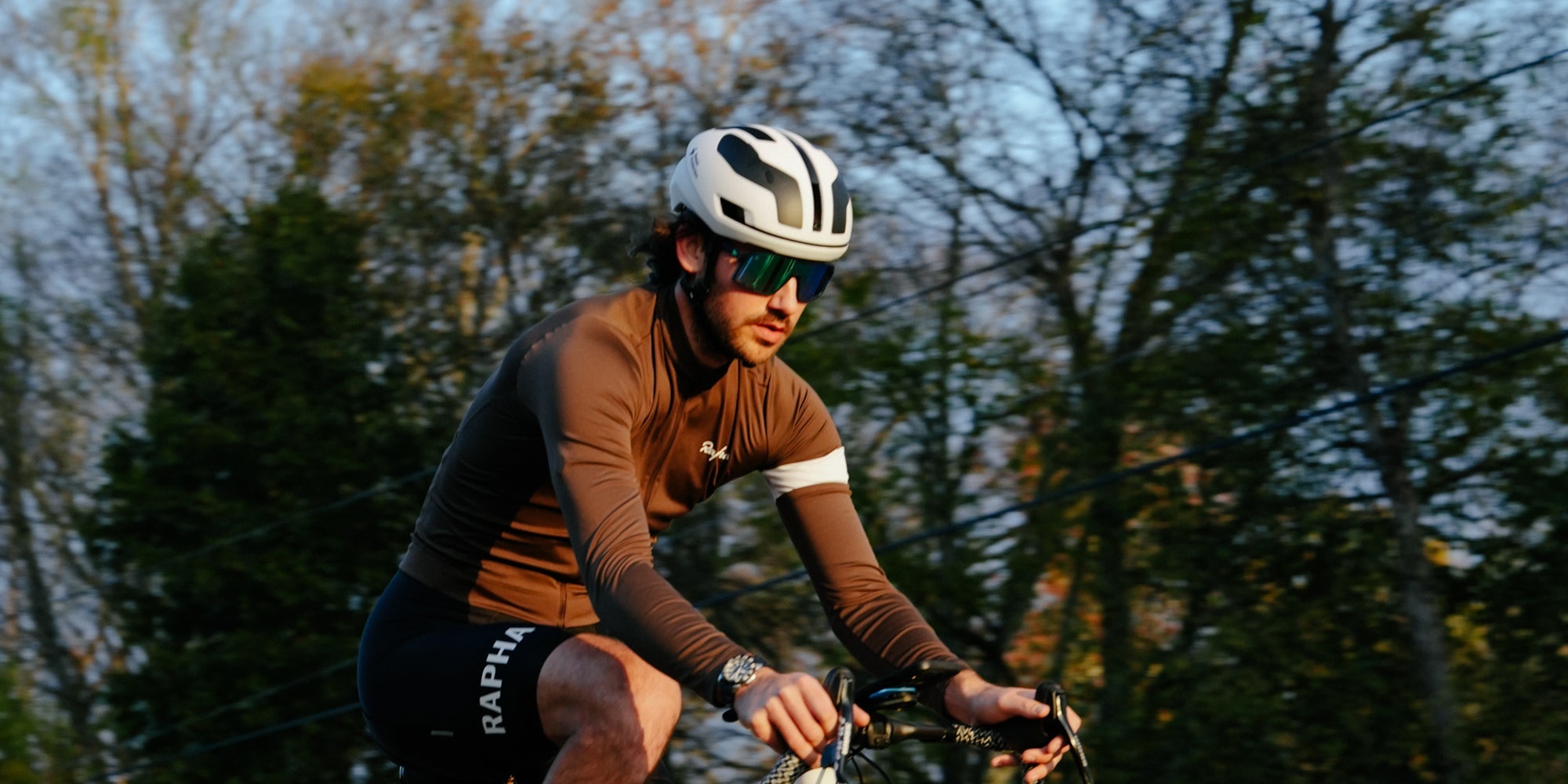 A road cyclist rides a bike