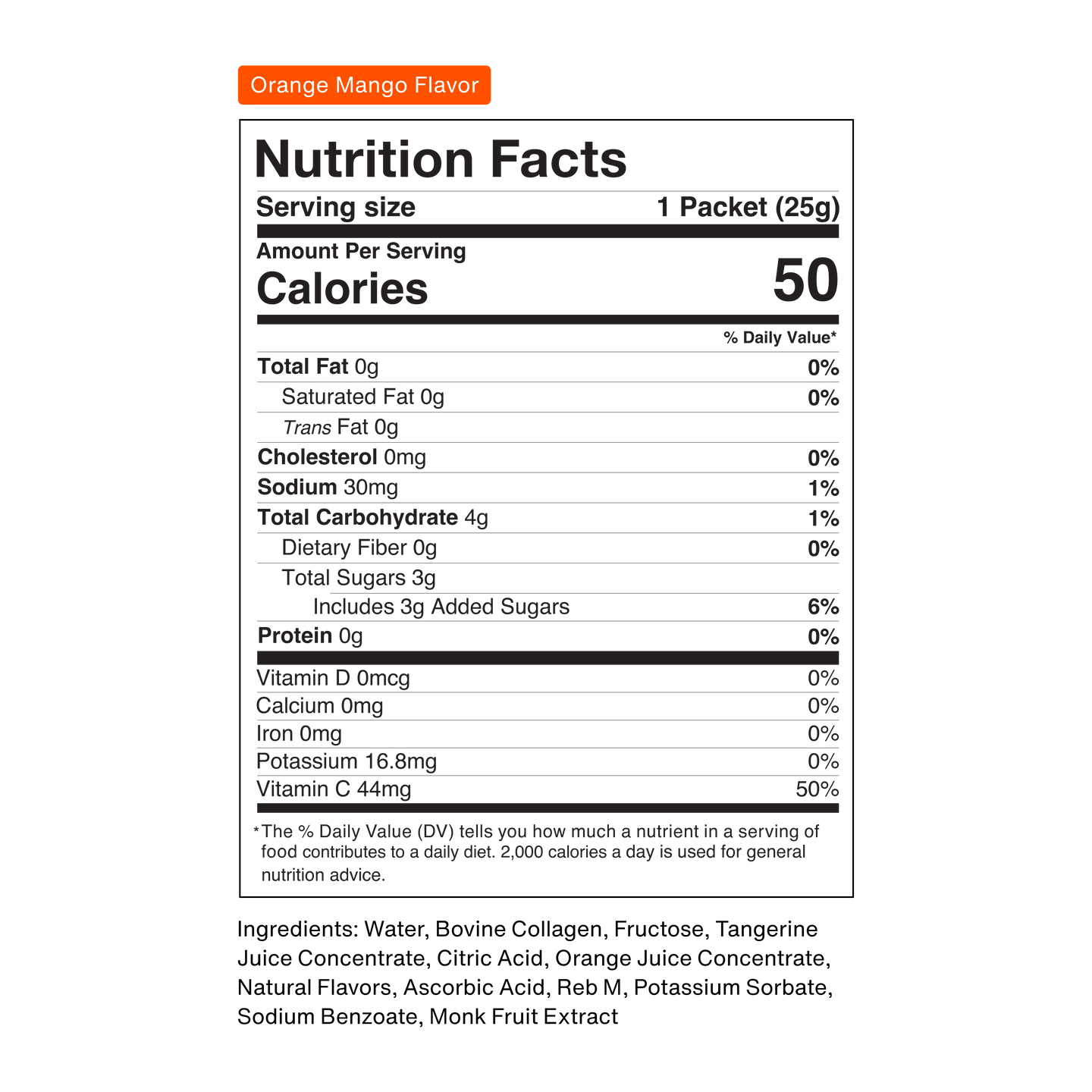 Collagen Shot Supplement Facts