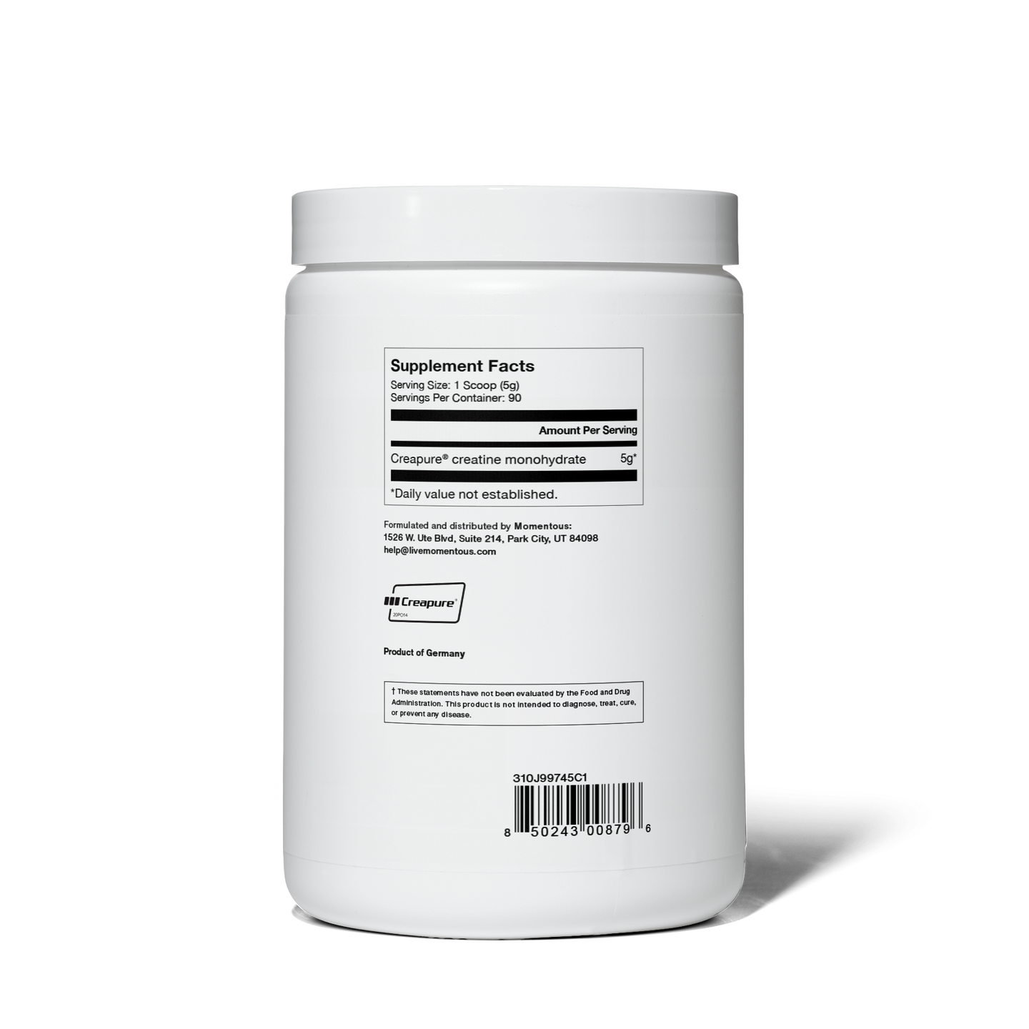 back of Creatine jar