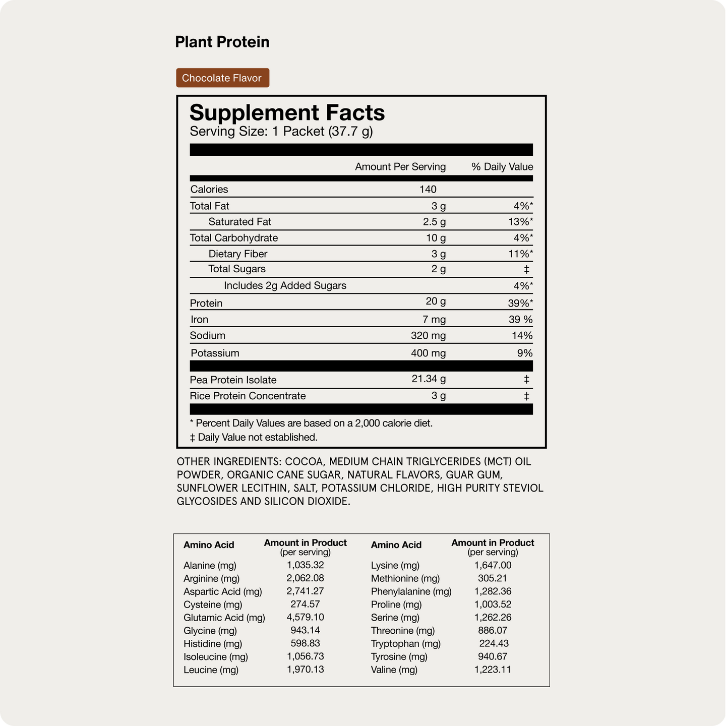 100% plant chocolate travel pack supplement fact