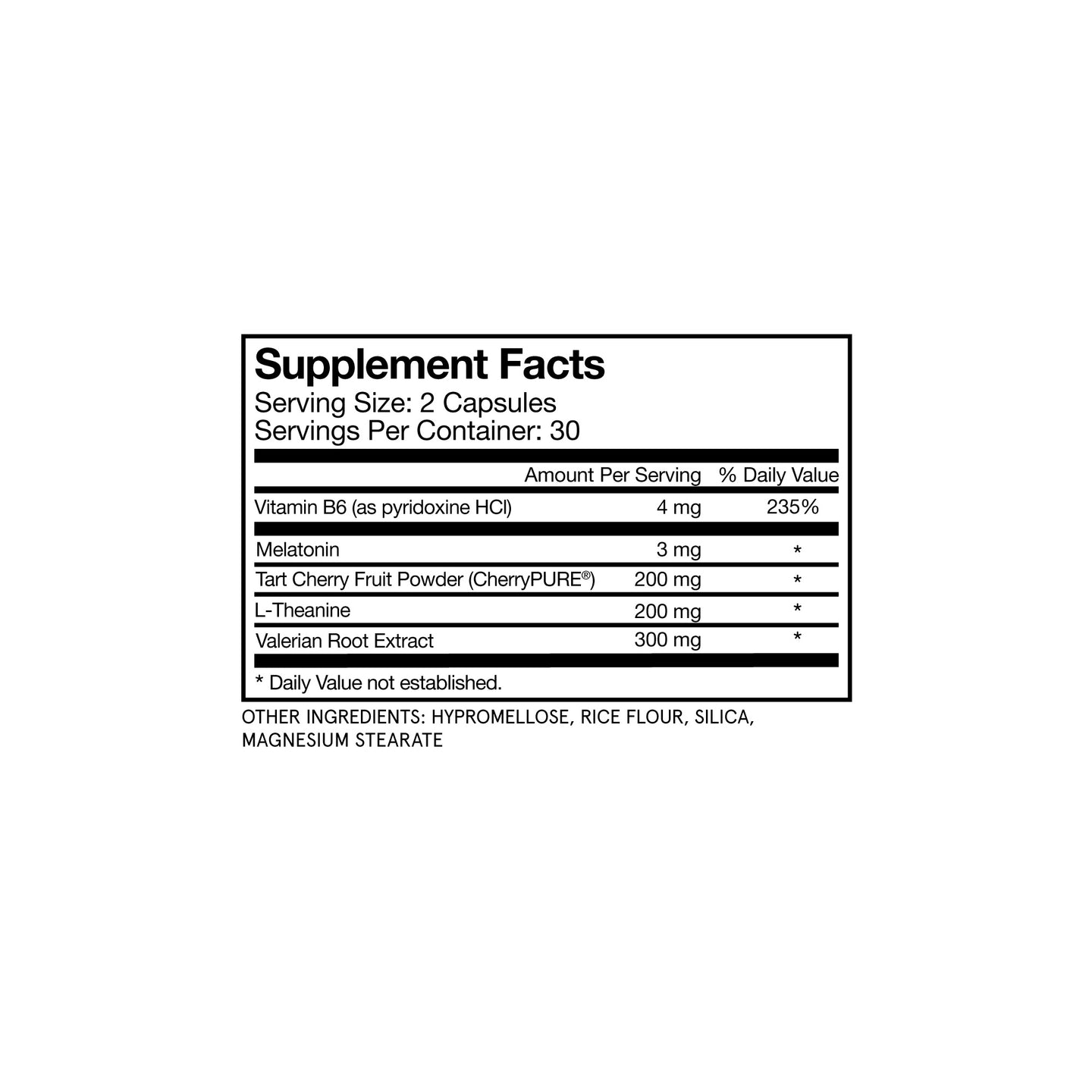 Elite Sleep Supplement Facts