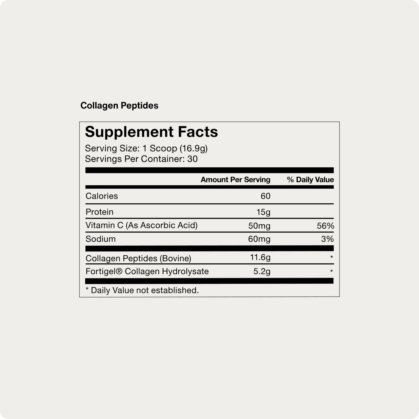 Collagen Peptides Supplement Facts