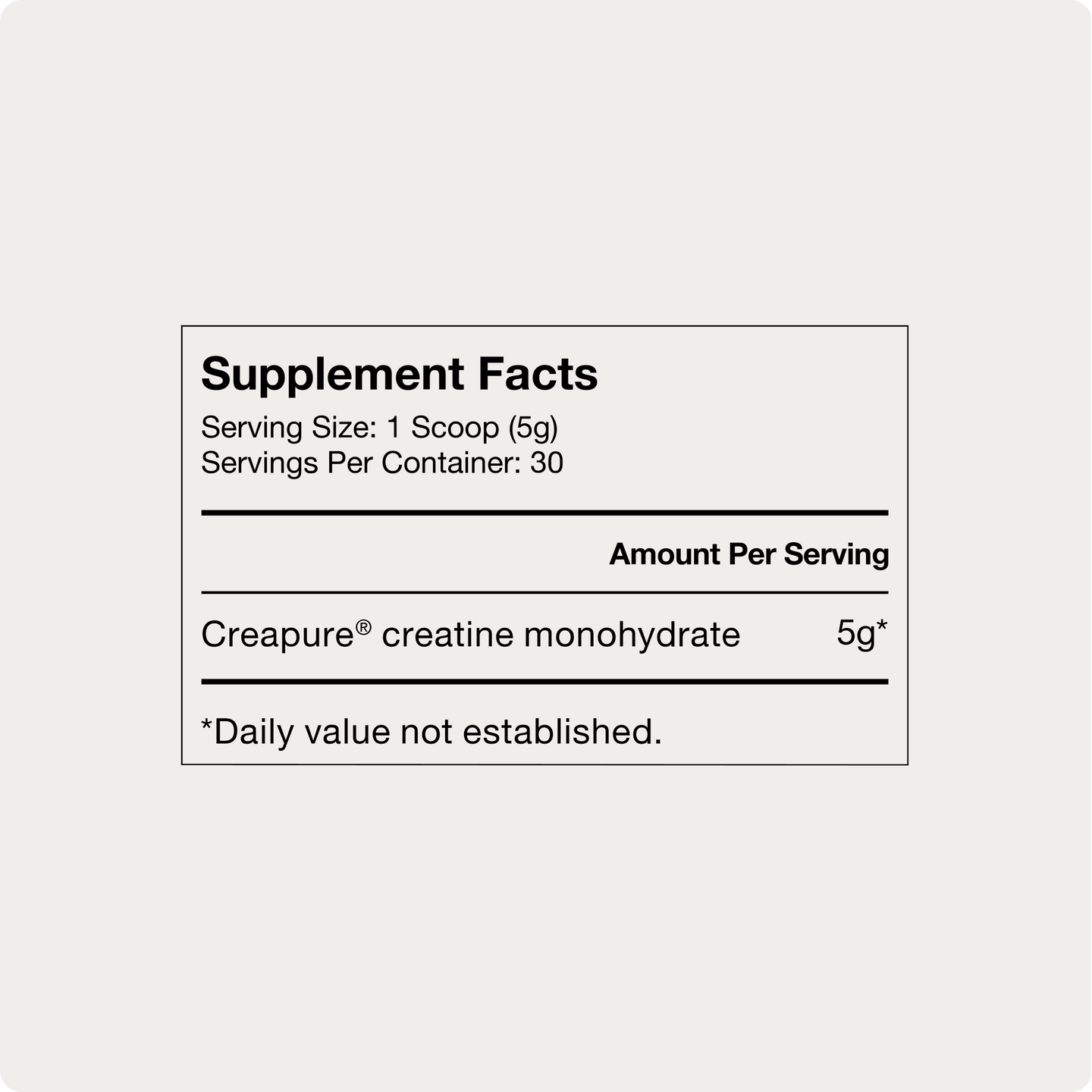 Creatine 30 day supplement facts