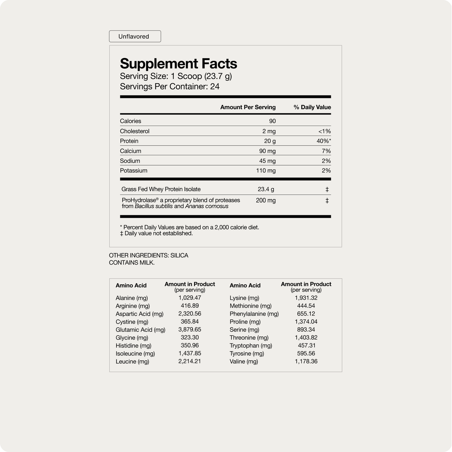 unflavored whey supplement facts