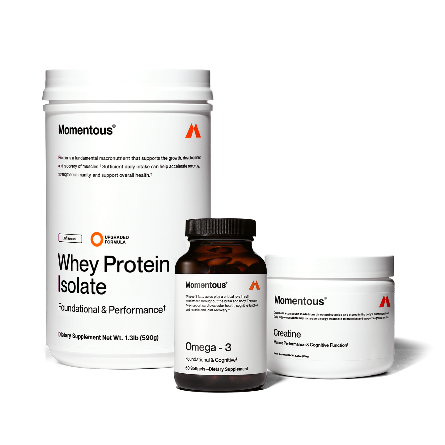 unflavored Whey, Omega-3, and Creatine